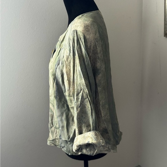 Platinum By Dorothy Schoelen vintage 80’s earth tones button up top blouse Sz L - Picture 4 of 11